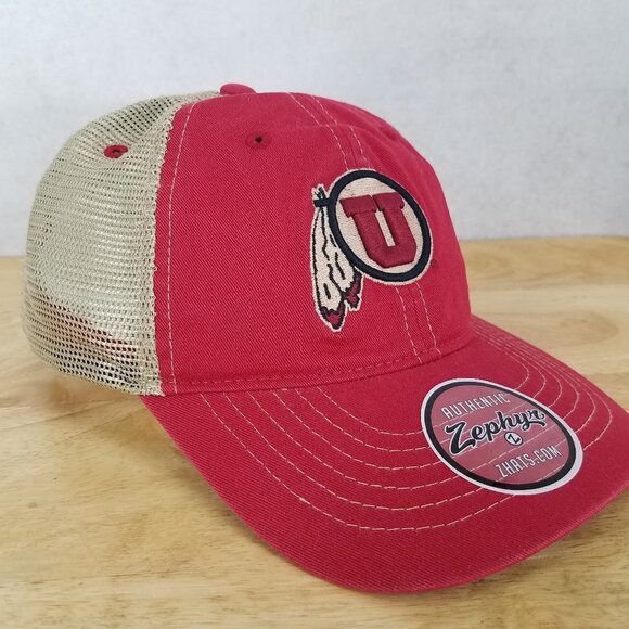 Zephyr Accessories - NEW Zephyr Utah Utes Red NCAA Adjustable Snap Back Hat/Cap Trucker hat